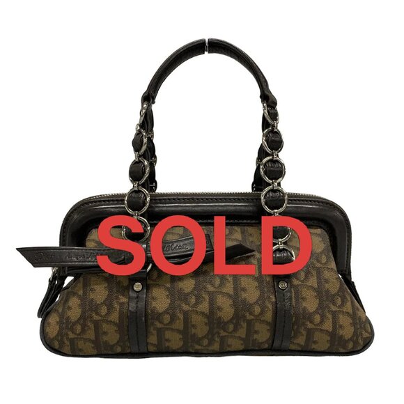 DIOR/ChristianDior Romantique - Dark Brown PVC Leather Handbag 741-061625 - Picture 1 of 13